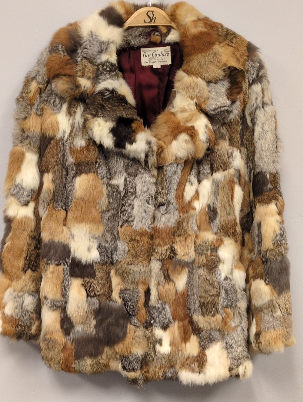 Mixed-Tone Patchwork Fur Couture Coat/L